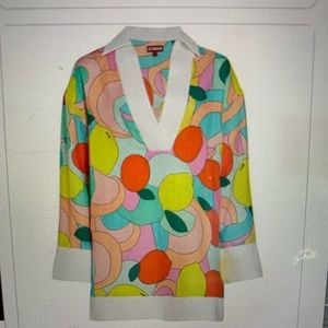 Staud Enzo citrus linen top in citrus kaleidoscope. Beautiful top worn once.